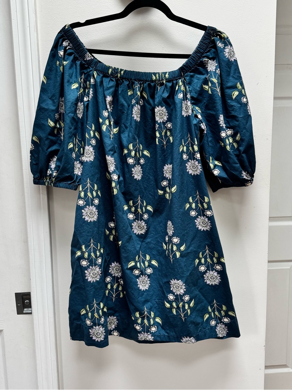 Old Navy Teal Floral Off-Shoulder Mini Dress